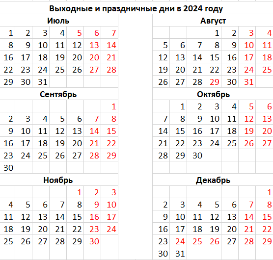 Праздничные и выходные дни в Словакии в июле - декабре 2024 года