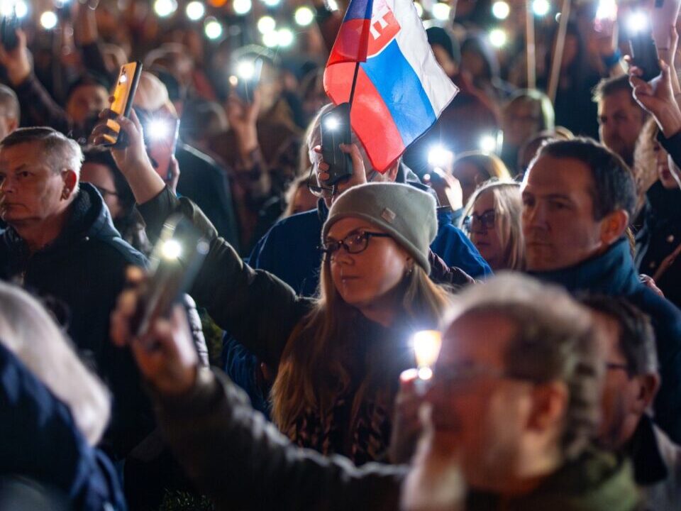 Акция протеста в Братиславе, 15 марта 2024 года. Фото Progresívne Slovensko