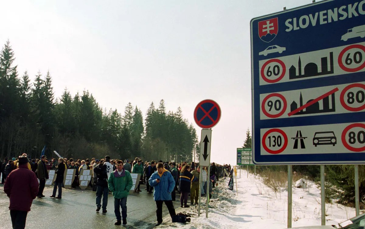 Протесты на пограничном переходе Хижне - Трстена. Фото Wiadomości